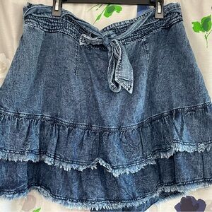 Anthropologie  Ruffle Jean Skirt 2x